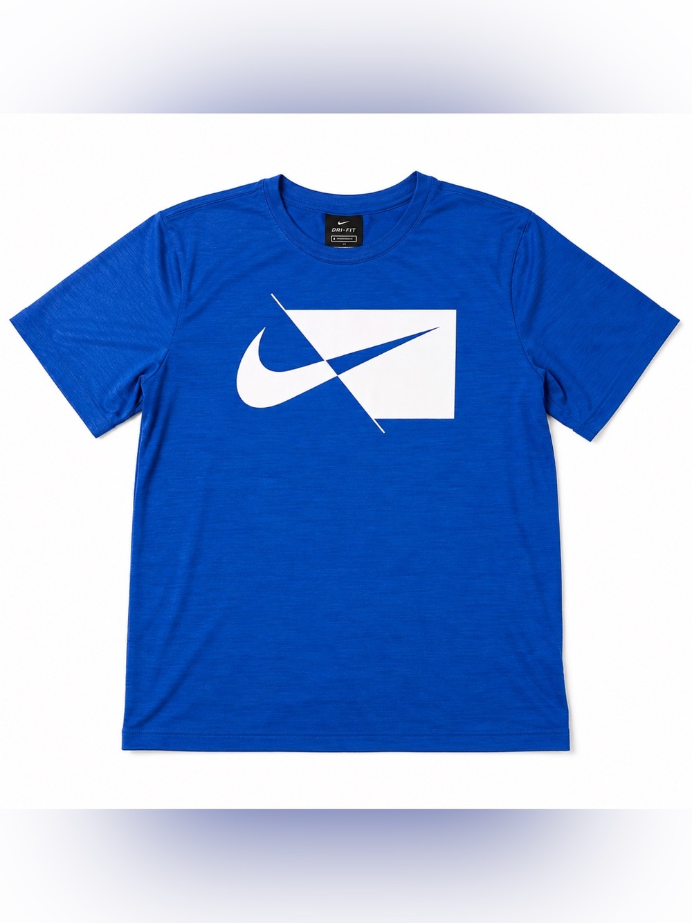 Nike Dri Fit Royal Blue Short Sleeve Tee with White Logo Kids L